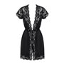 Сатиновий відкритий пеньюар на поясі Obsessive 810-PEI–1 peignoir black S/M, чорний