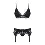Мереживний комплект білизни Obsessive 810-SEG-1 S/M Black, бюстгальтер, стрінги, пояс для панчіх SO7163 Obsessive (Польща) фо...