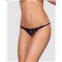 Мереживні танги з двома отворами Obsessive 831-THC-1 crotchless thong S/M, чорні, бантики