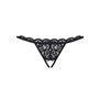 Мереживні танги з двома отворами Obsessive 831-THC-1 crotchless thong S/M, чорні, бантики