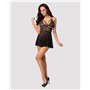 (SALE) Еротичний мереживний комплект із сіточкою Obsessive 838-BAB-1babydoll & thong black S/M, чорний, пен SO7181 Obsessive ...