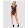 Бодістокінг із великої сітки з мереживом Obsessive B112 teddy S/M/L, чорний, з доступом