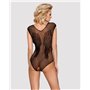 (SALE) Бодістокінг із великої сітки з мереживом Obsessive B112 teddy XL/XXL, чорний, з доступом