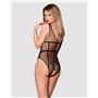 Бодістокінг із великої сітки з доступом Obsessive B117 teddy S/M/L, чорний