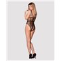 Бодістокінг із великої сітки з доступом Obsessive B117 teddy S/M/L, чорний