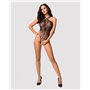 Бодістокінг з великою та дрібною сіткою Obsessive B118 teddy S/M/L, чорний, з доступом