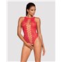 Ажурний бодістокінг із ефектом шнурівки Obsessive B120 teddy red S/M/L, червоний