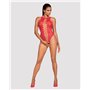 Ажурний бодістокінг із ефектом шнурівки Obsessive B120 teddy red S/M/L, червоний