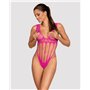Сітчастий бодістокінг із поздовжніми вирізами Obsessive B121 teddy S/M/L, рожевий