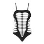 Бодістокінг із поперечними вирізами Obsessive B122 teddy S/M/L, чорний