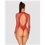Сітчастий бодістокінг із довгим рукавом Obsessive B126 teddy red S/M/L, червоний