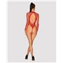 Сітчастий бодістокінг із довгим рукавом Obsessive B126 teddy red S/M/L, червоний
