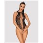 Ажурний бодістокінг із ефектом шнурівки Obsessive B129 teddy black S/M/L, чорний, з доступом