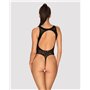 Ажурний бодістокінг із ефектом шнурівки Obsessive B129 teddy black S/M/L, чорний, з доступом
