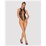 Ажурний бодістокінг із ефектом шнурівки Obsessive B129 teddy black S/M/L, чорний, з доступом