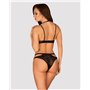 Еротичний комплект під латекс зі стрепами Obsessive Bagirela 2-pcs set L/XL, чорний, під леопард, бю SO7220 Obsessive (Польща...