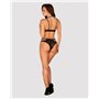 Еротичний комплект під латекс зі стрепами Obsessive Bagirela 2-pcs set L/XL, чорний, під леопард, бю SO7220 Obsessive (Польща...