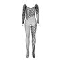 Бодістокінг Obsessive Bodystocking F210 S/M/L black, рукава-мітенки, сітка, кольорове мереживо SO7221 Obsessive (Польща) фото...