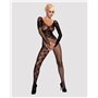 Бодістокінг Obsessive Bodystocking F210 S/M/L black, рукава-мітенки, сітка, кольорове мереживо SO7221 Obsessive (Польща) фото...