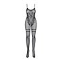 Бодистокинг Obsessive Bodystocking F213 XL/XXL, имитация кружевного боди и резинки для чулок