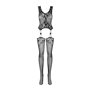 Бодістокінг Obsessive Bodystocking F221 XL/XXL, силуетний квітковий малюнок, імітація панчіх SO7229 Obsessive (Польща) фото -...