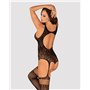 (SALE) Бодістокінг Obsessive Bodystocking F236 S/Ml/L, глибоке декольте, імітація шнурівки SO7232 Obsessive (Польща) фото - L...
