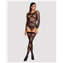 Бодістокінг Obsessive Bodystocking G320 S/M/L, панчохи, боді, декор у вигляді ліній SO7241 Obsessive (Польща) фото - Luxbikini