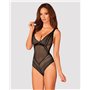 Мереживне боді з декольте Obsessive Estiqua teddy M/L, чорне, широкі лямки
