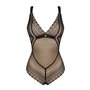 Мереживне боді з декольте Obsessive Estiqua teddy M/L, чорне, широкі лямки