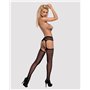 Сітчасті панчохи-стокінги з квітковим малюнком Obsessive Garter stockings S207 XL/XL, чорні, імітаці SO7267 Obsessive (Польща...