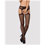 Сітчасті панчохи-стокінги з візерунком на сідницях Obsessive Garter stockings S232 S/M/L, чорні, імі SO7269 Obsessive (Польща...