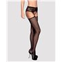 Сітчасті панчохи-стокінги з мереживним поясом Obsessive Garter stockings S307 S/M/L, чорні, імітація SO7270 Obsessive (Польща...