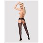 Сітчасті панчохи-стокінги з мереживним поясом Obsessive Garter stockings S307 S/M/L, чорні, імітація SO7270 Obsessive (Польща...