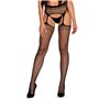 Панчохи-стокінги із сітки різного розміру Obsessive Garter stockingsS815S/M/L, чорні, імітація гарте SO7274 Obsessive (Польща...