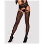 Сітчасті панчохи-стокінги під леопард Obsessive Garter stockings S817 S/M/L, імітація гартерів, з до