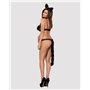 Еротичний костюм гепарду Obsessive Gepardina 3 pcs costume S/M, чорний, хутряне оздоблення, монокіні SO7276 Obsessive (Польща...