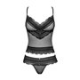 Напівпрозорий набір з прикрасами Obsessive Ivannes top & thong 2XL/3XL, чорний, топ та танга SO7285 Obsessive (Польща) фото -...