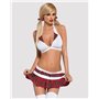 Еротичний костюм школярки з мініспідницею Obsessive Schooly 5pcs costume L/XL, біло-червоний, топ, с SO7305 Obsessive (Польща...