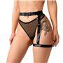 Гартер на ногу Art of Sex - Naomi з написом SEXY, натуральна шкіра, розмір XS-2XL, колір чорний