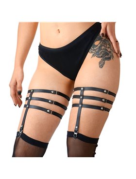 Гартери зі стразами Art of Sex - Floy, натуральна шкіра, Розмір XS - 2XL, колір Чорний