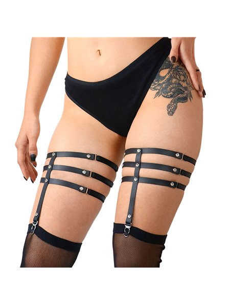 Гартери зі стразами Art of Sex - Floy, натуральна шкіра, Розмір XS - 2XL, колір Чорний