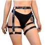 Гартери Art of Sex Claire, натуральна шкіра, розмір L-2XL, колір чорний