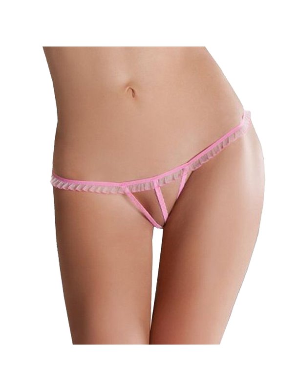 Жіночі мікростринги з рюшами Passion MT001 One size, pink SO7641 Passion (Польща) фото - Luxbikini