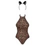 Еротичний костюм леопарда Obsessive Leocatia teddy L/XL, боді, обруч з вушками