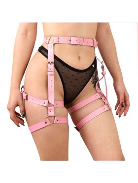 Гартери Art of Sex Claire, натуральна шкіра, розмір L-2XL, колір рожевий