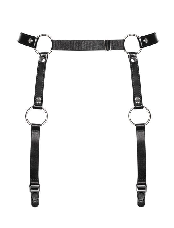 Гартери Obsessive A741 garter belt black O/S, штучна шкіра