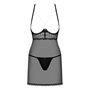 Прозора сорочка з відкритими грудьми Obsessive Pearlove chemise & thong black S/M, трусики