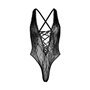 Мереживне боді Leg Avenue Floral lace thong teddy Black, шнурівка на грудях, one size SO7902 Leg Avenue (США) фото - Luxbikini