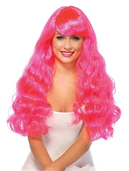 Leg Avenue Neon Star Long Wavy Wig Pink