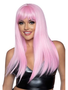Довга рожева перука Leg Avenue Long straight bang wig Pink, гладенька, 61 см